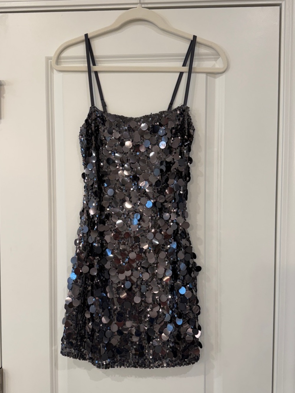 Edikted Black Sequin Mini Dress with Silver Accents